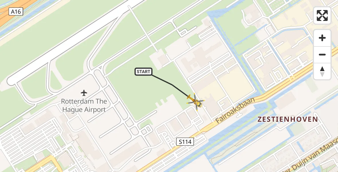 Vluchtroute Traumahelikopter Rotterdam The Hague Airport - Rotterdam The Hague Airport, 18 maart 2024, 18:29