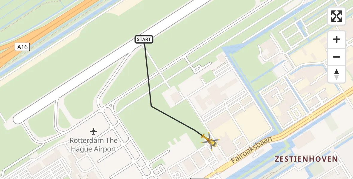 Vluchtroute Traumahelikopter Rotterdam The Hague Airport - Rotterdam The Hague Airport, 18 maart 2024, 19:32