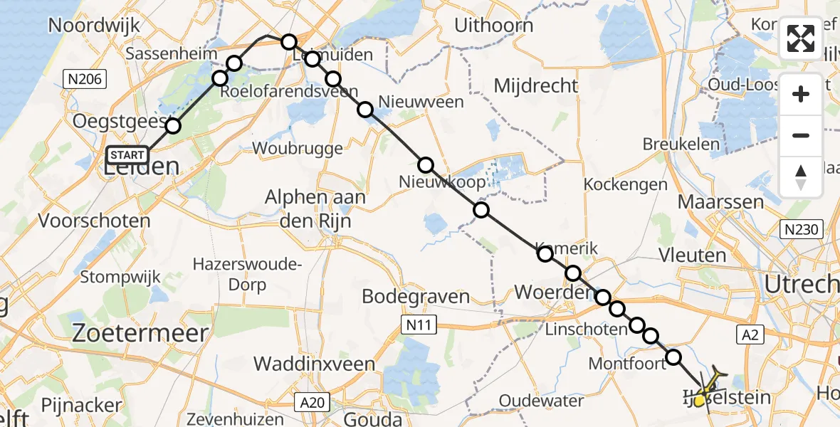 Routekaart van de vlucht: Lifeliner 1 naar IJsselstein, Albinusdreef