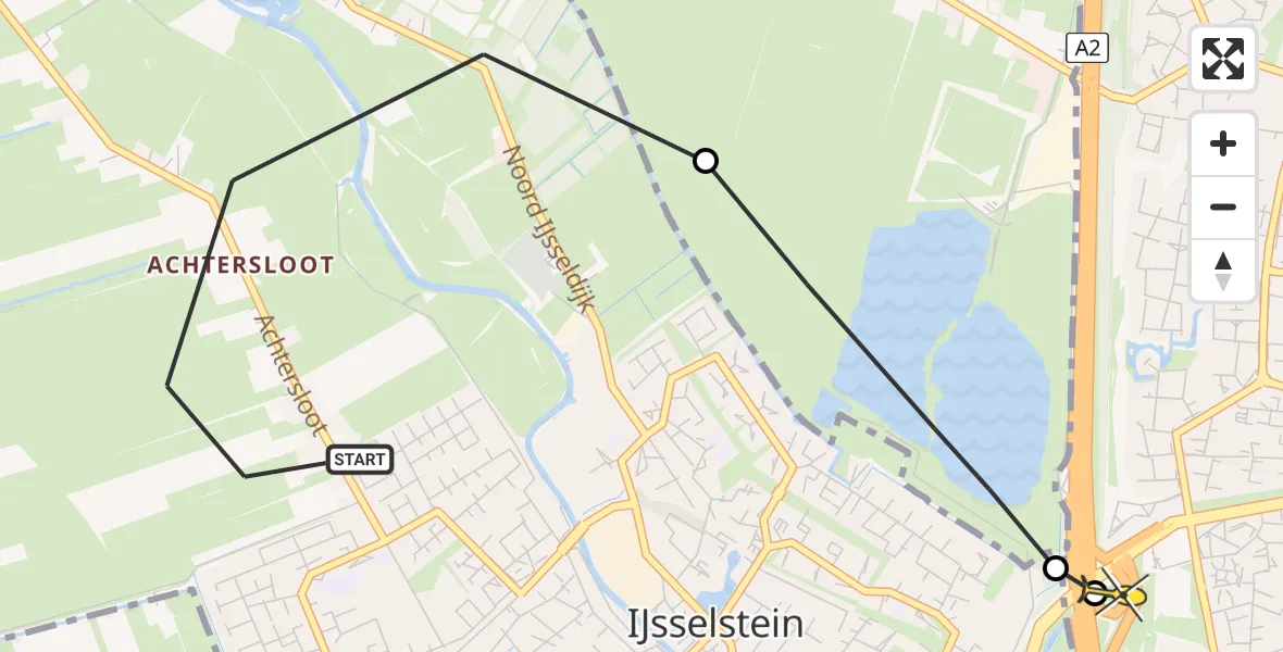 Routekaart van de vlucht: Lifeliner 1 naar Nieuwegein, Achtersloot