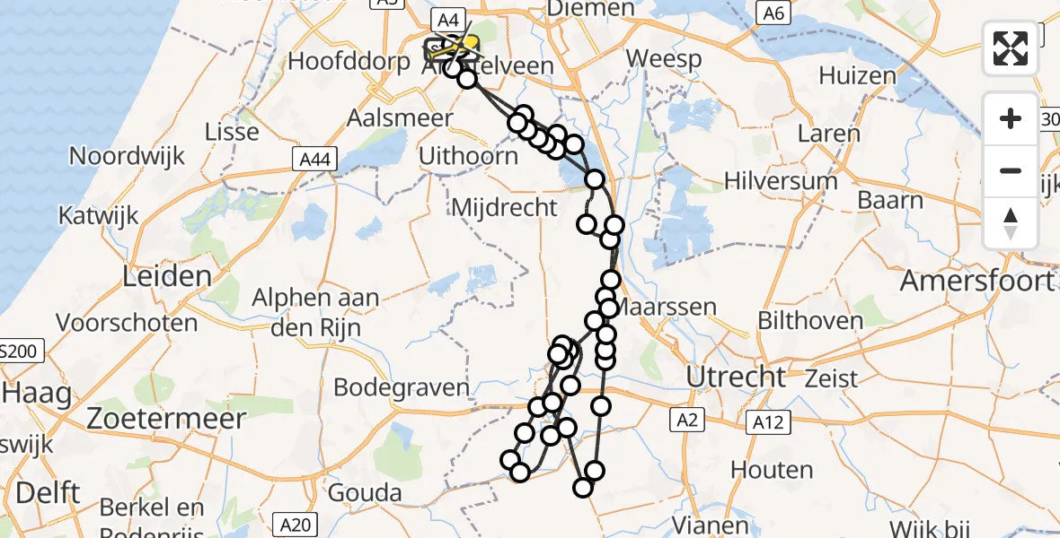 Routekaart van de vlucht: Politieheli naar Schiphol, Thermiekstraat