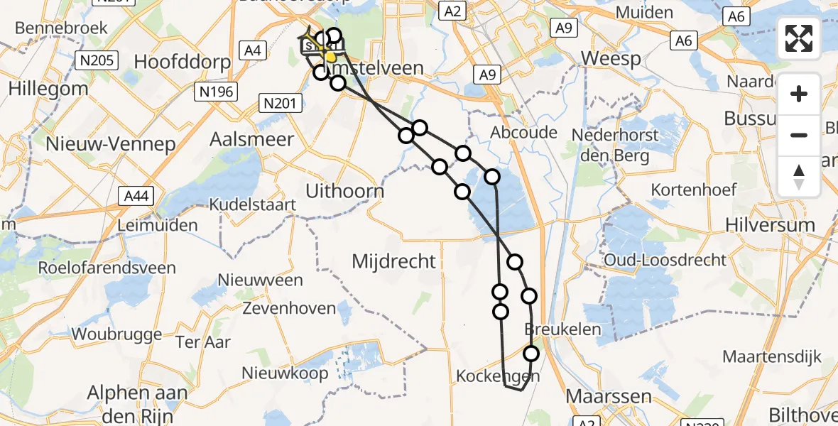 Routekaart van de vlucht: Politieheli naar Schiphol, Kraayveldstraat