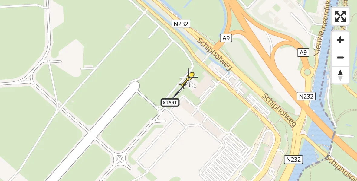 Vluchtroute Politiehelikopter van Schiphol naar Schiphol