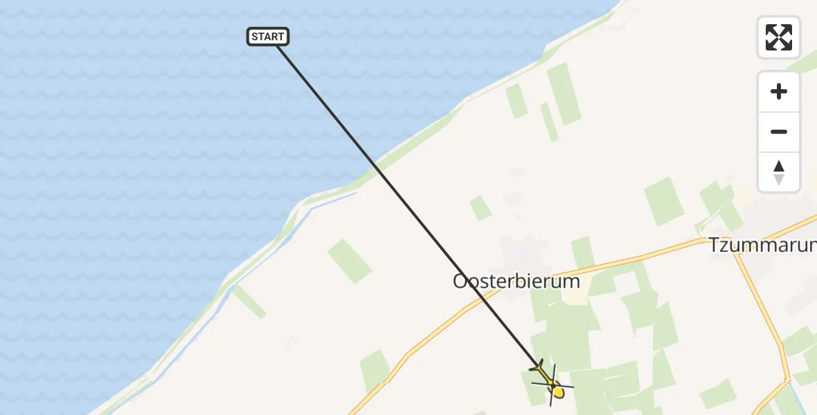 Routekaart van de vlucht: Ambulanceheli naar Oosterbierum, Slachte