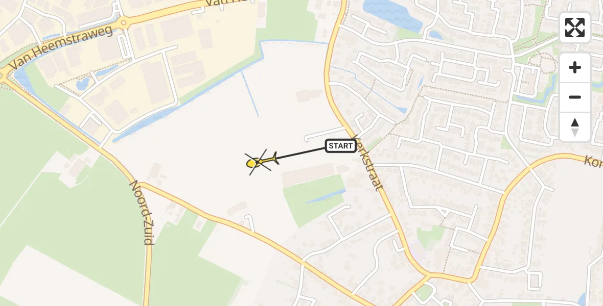 Routekaart van de vlucht: Traumahelikopter naar Puiflijk, Houtsestraat