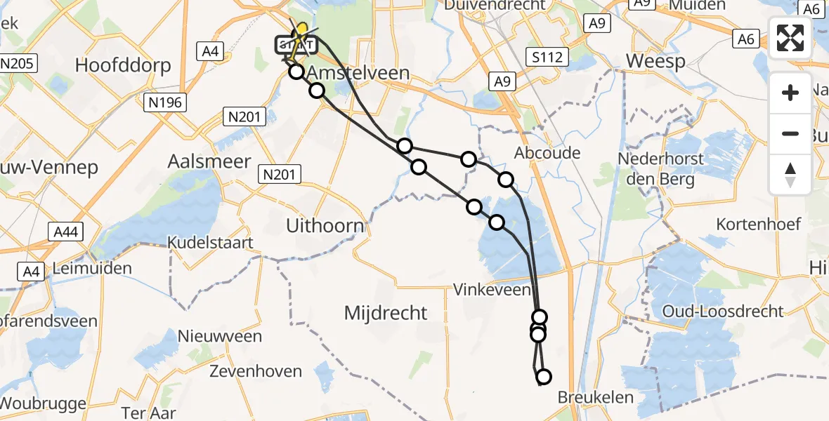 Routekaart van de vlucht: Politieheli naar Schiphol, Thermiekstraat