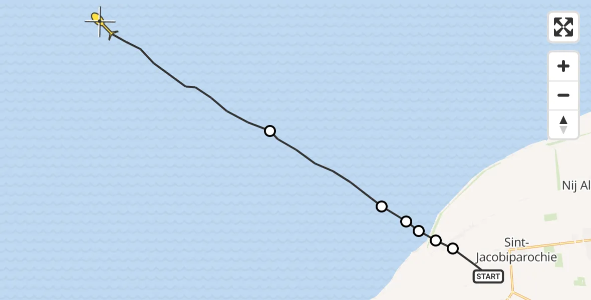 Routekaart van de vlucht: Ambulancehelikopter naar Formerum, Westhoeksterweg