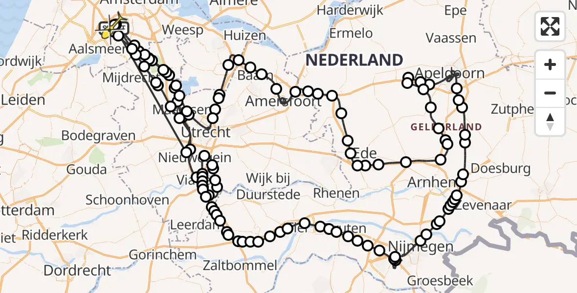 Routekaart van de vlucht: Politieheli naar Schiphol, Mr. Jac. Takkade