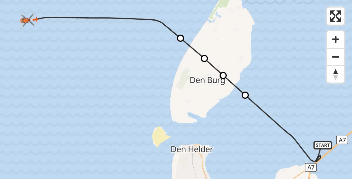 Vluchtroute Kustwachthelikopter Den Oever - , 19 maart 2024, 18:20