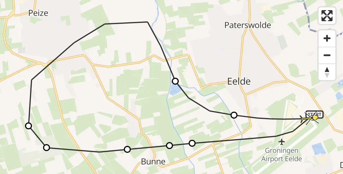 Routekaart van de vlucht: Lifeliner 4 naar Groningen Airport Eelde, Veldkampweg