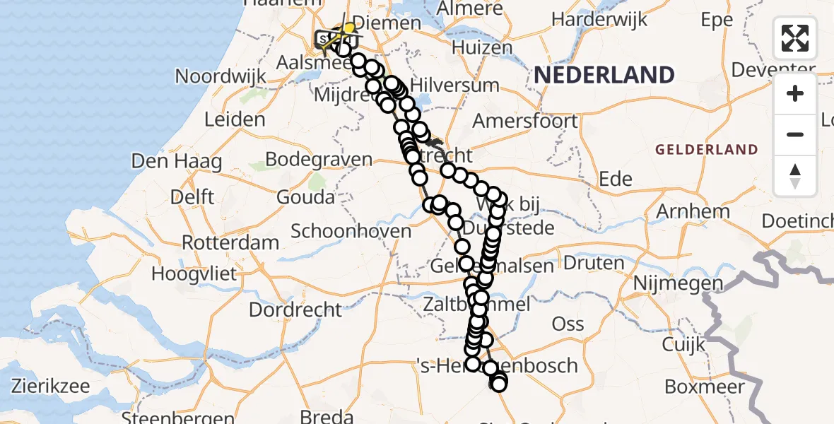 Routekaart van de vlucht: Politieheli naar Schiphol, Fokkerweg