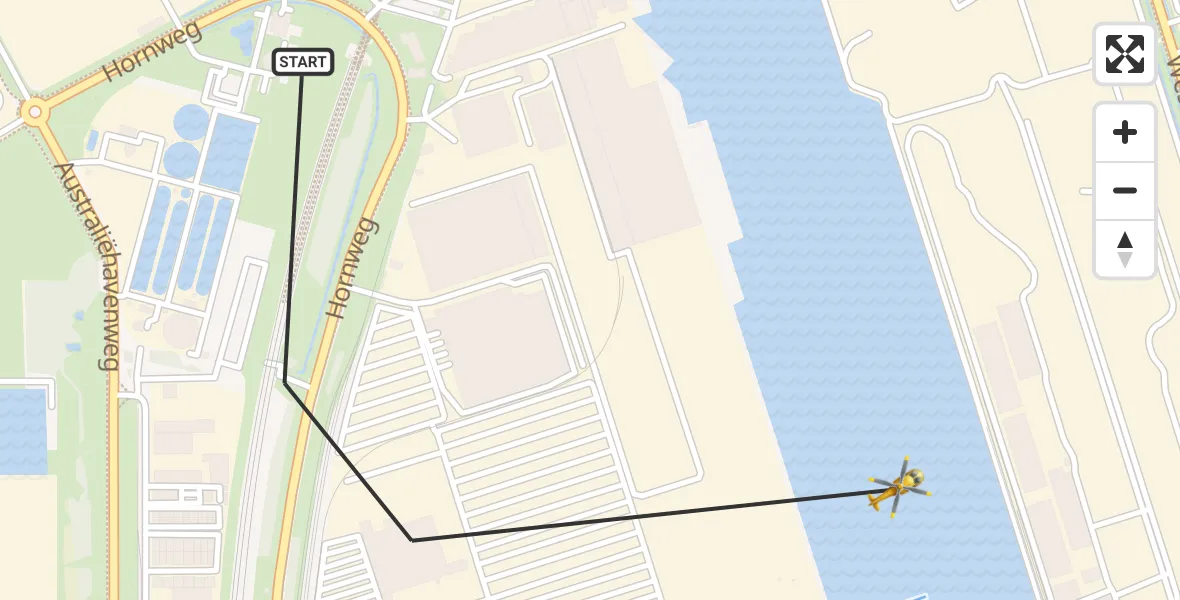 Vluchtroute Traumahelikopter van Amsterdam Heliport naar Amsterdam Heliport