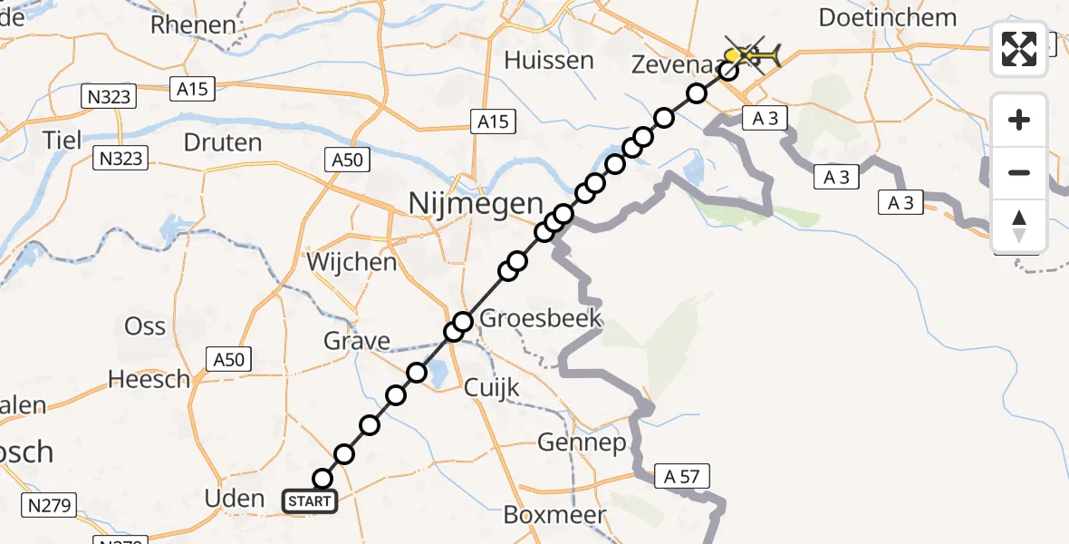 Routekaart van de vlucht: Lifeliner 3 naar Didam, Houtvennen