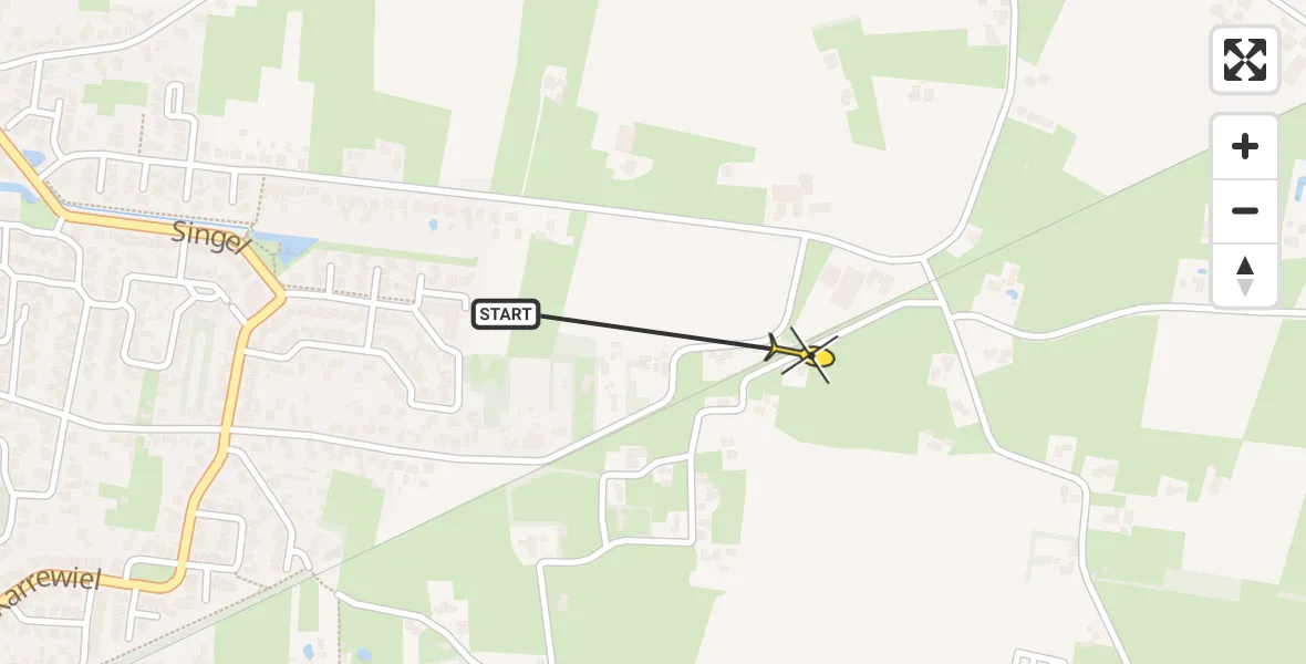 Routekaart van de vlucht: Traumahelikopter naar Didam, Lange Klauwenhof