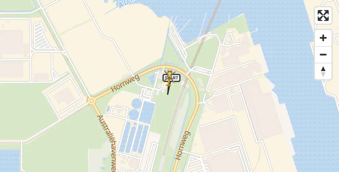Vluchtroute Traumahelikopter van Amsterdam Heliport naar Amsterdam Heliport