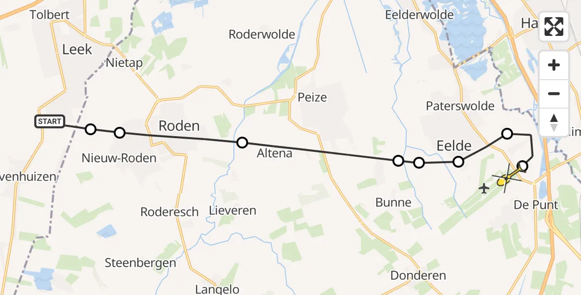 Routekaart van de vlucht: Lifeliner 4 naar Groningen Airport Eelde, Kortewijk