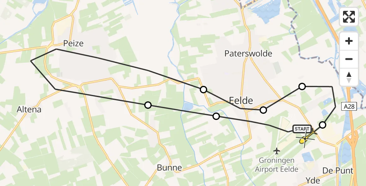 Routekaart van de vlucht: Lifeliner 4 naar Groningen Airport Eelde, Hoofdweg
