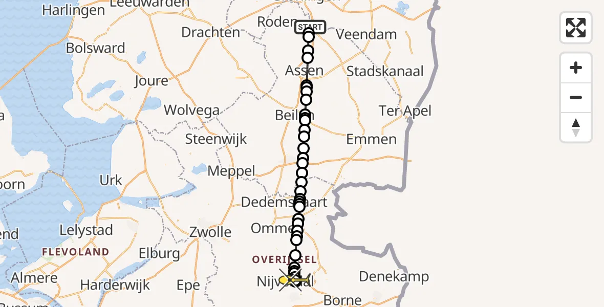 Routekaart van de vlucht: Lifeliner 4 naar Nijverdal, Moespot