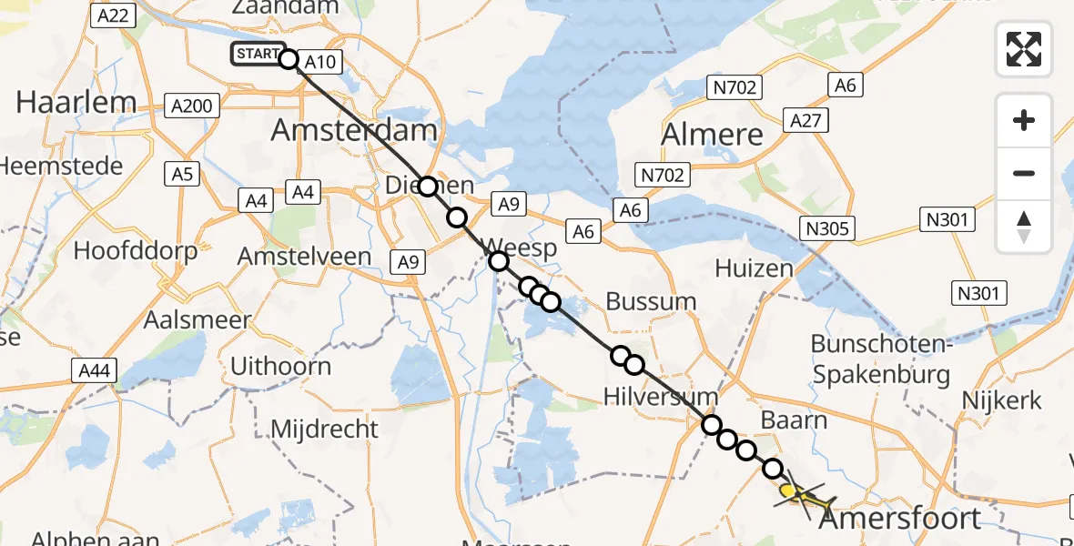 Routekaart van de vlucht: Lifeliner 1 naar Soest, Kombuisweg