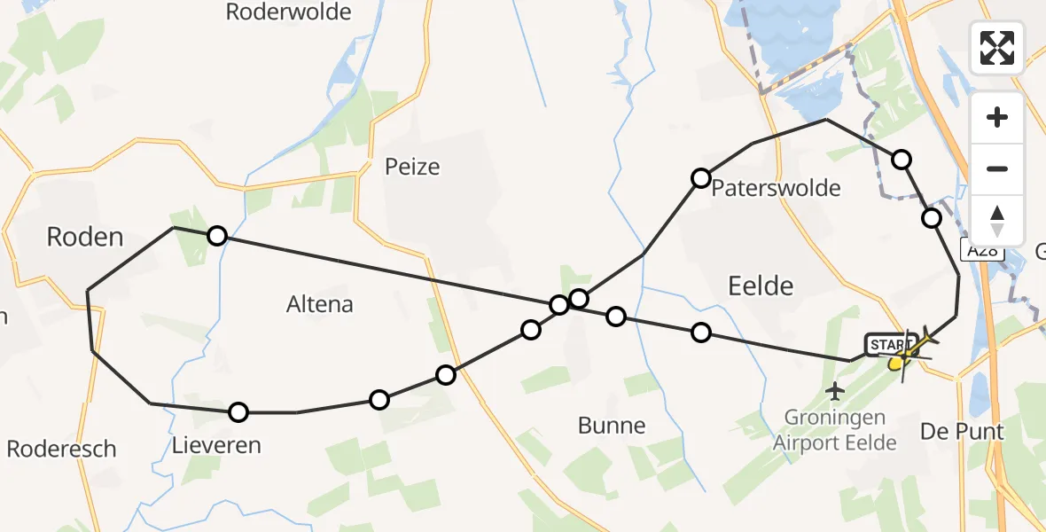 Routekaart van de vlucht: Lifeliner 4 naar Groningen Airport Eelde, Hoofdweg