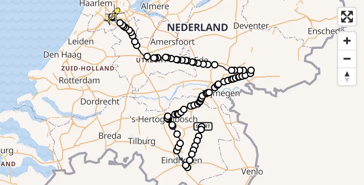 Routekaart van de vlucht: Politieheli naar Schiphol, Rechtestraat