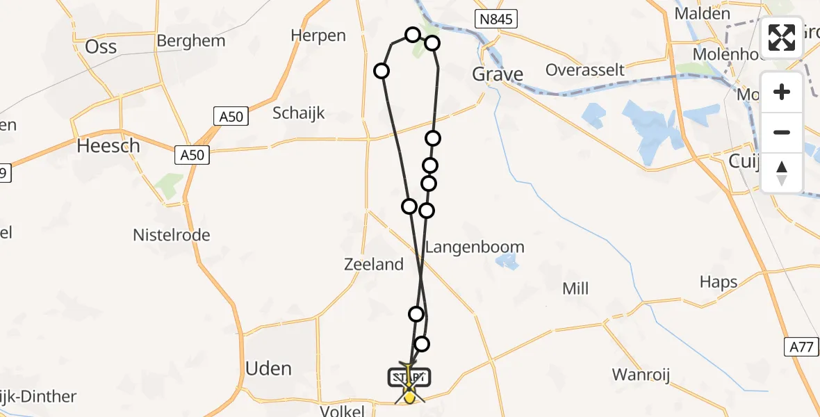 Routekaart van de vlucht: Lifeliner 3 naar Vliegbasis Volkel, Houtvennen