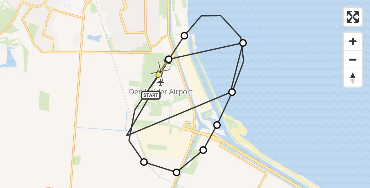 Routekaart van de vlucht: Kustwachthelikopter naar Vliegveld De Kooy, Luchthavenweg