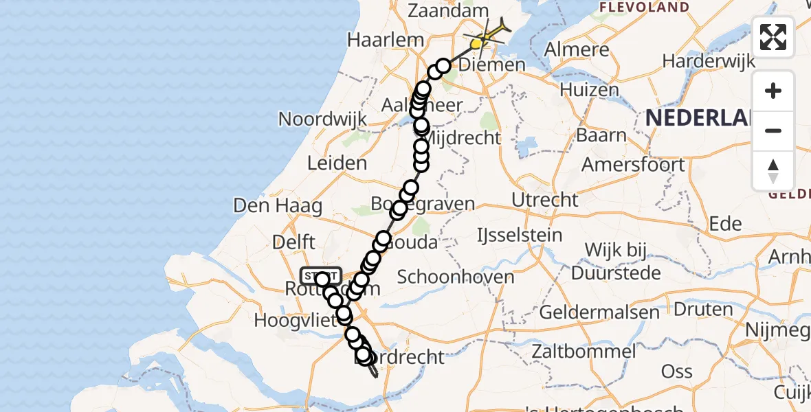 Routekaart van de vlucht: Lifeliner 2 naar Amsterdam, Terletweg