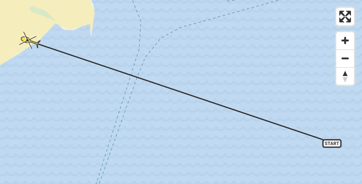 Routekaart van de vlucht: Ambulancehelikopter naar Vlieland, Fortweg