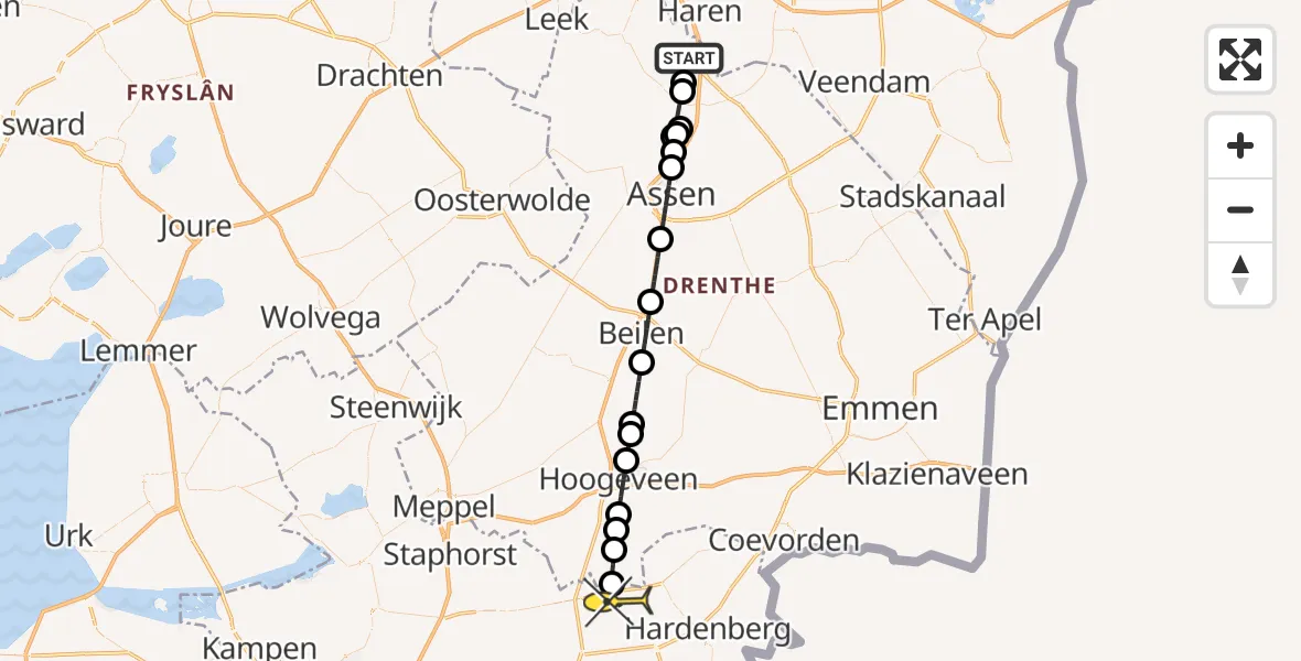 Routekaart van de vlucht: Lifeliner 4 naar Dedemsvaart, Breukenweg