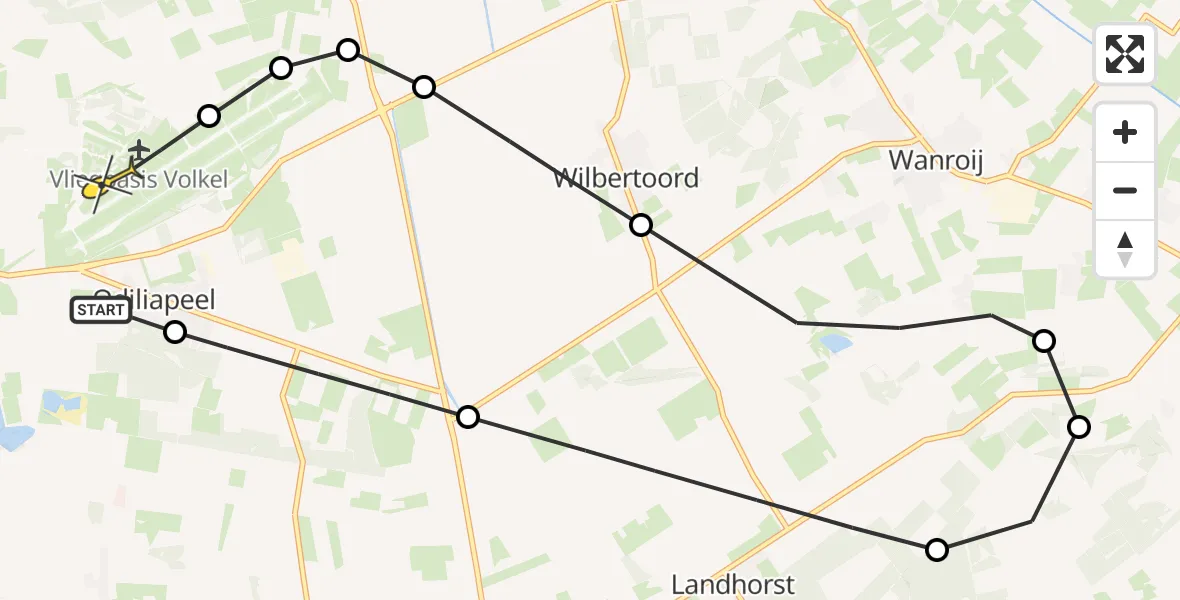 Routekaart van de vlucht: Lifeliner 3 naar Vliegbasis Volkel, Spechtenlaan