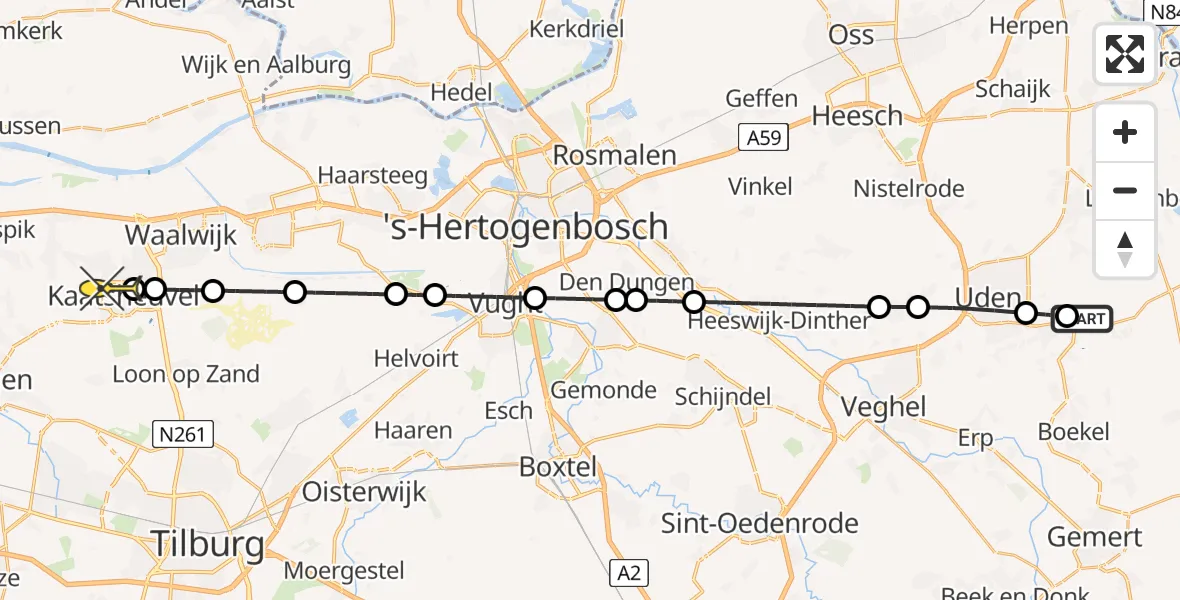 Routekaart van de vlucht: Lifeliner 3 naar Kaatsheuvel, Wisselstraat