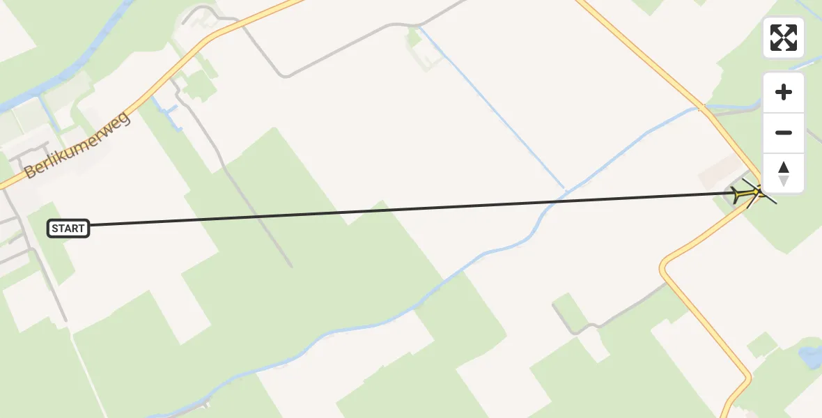 Routekaart van de vlucht: Ambulancehelikopter naar Slappeterp, Kleasterdyk