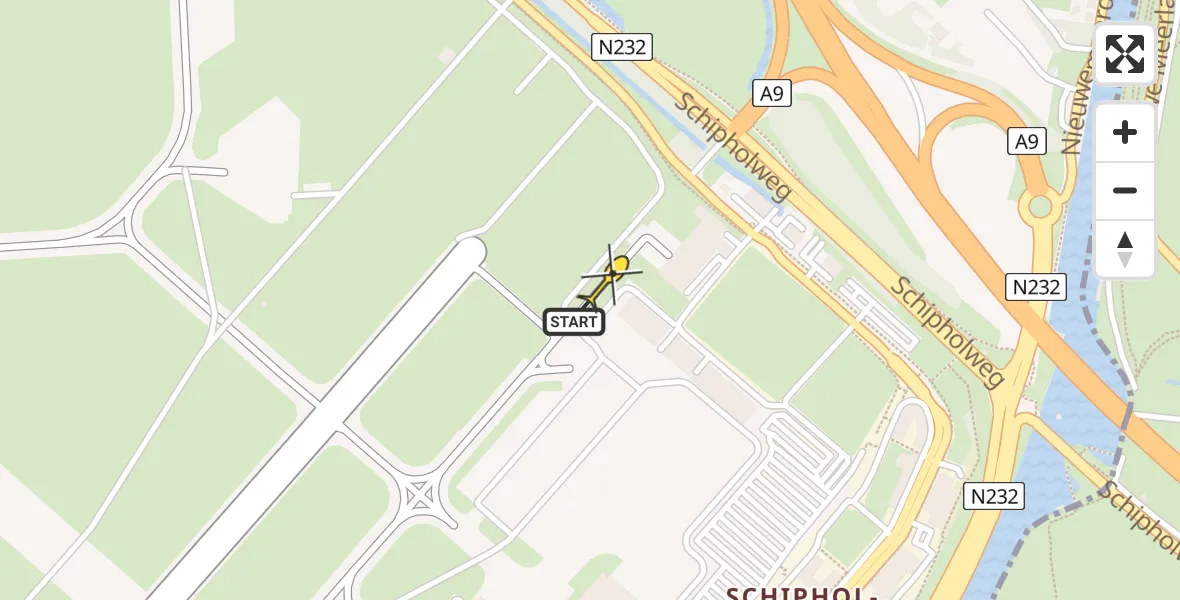 Vluchtroute Politiehelikopter van Schiphol naar Schiphol