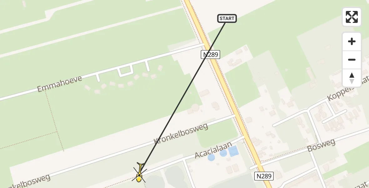 Routekaart van de vlucht: Traumahelikopter naar Putte, Acacialaan