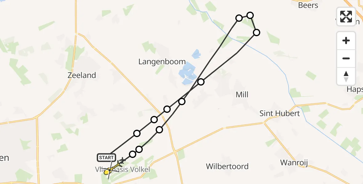 Routekaart van de vlucht: Lifeliner 3 naar Vliegbasis Volkel, Trentsedijk