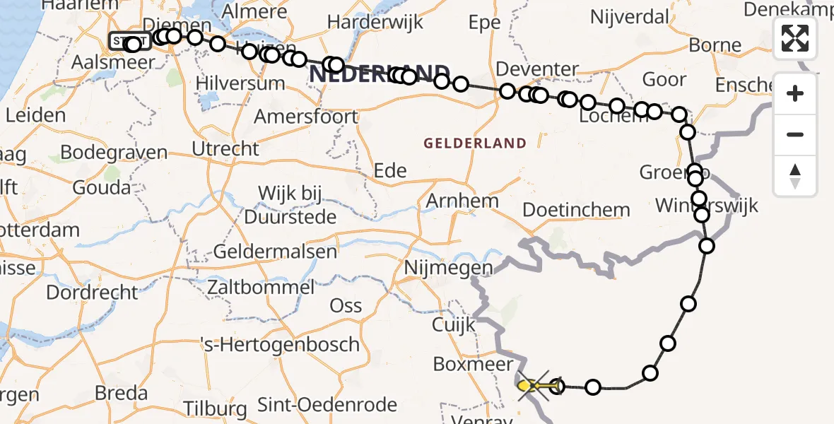 Routekaart van de vlucht: Politieheli naar Westerkimweg