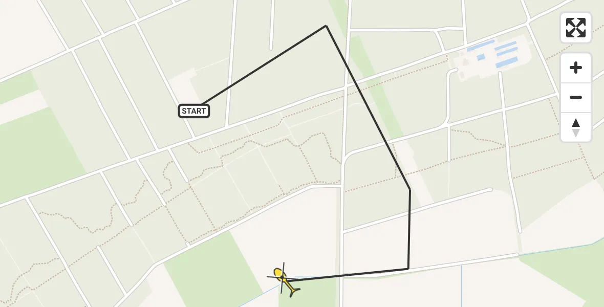 Routekaart van de vlucht: Politiehelikopter naar Overloon, Heikantweg
