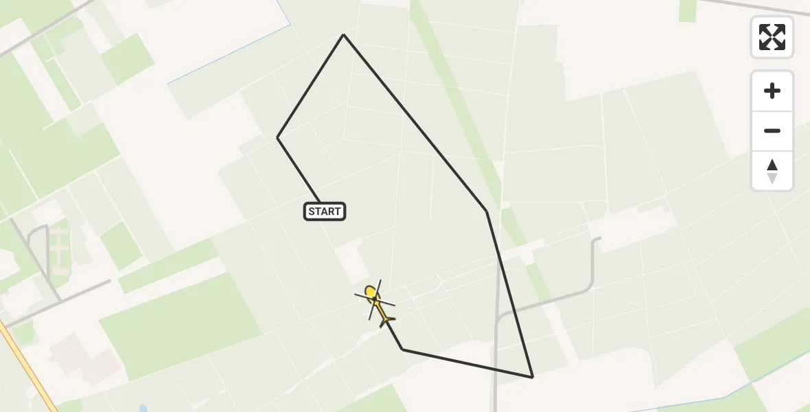 Routekaart van de vlucht: Politiehelikopter naar Overloon, Kevelaersedijk