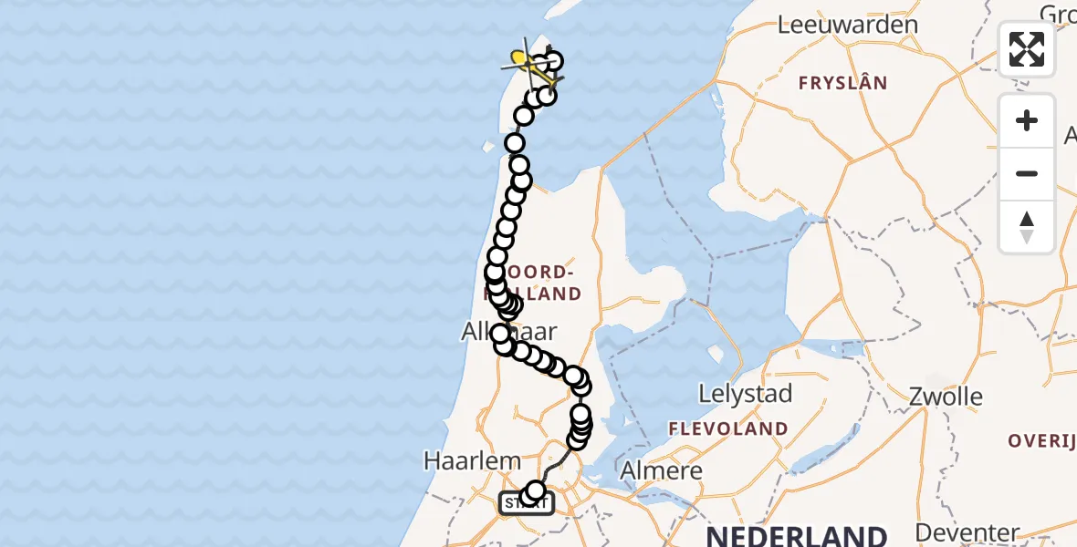 Routekaart van de vlucht: Politieheli naar Texel International Airport, Goede Ree