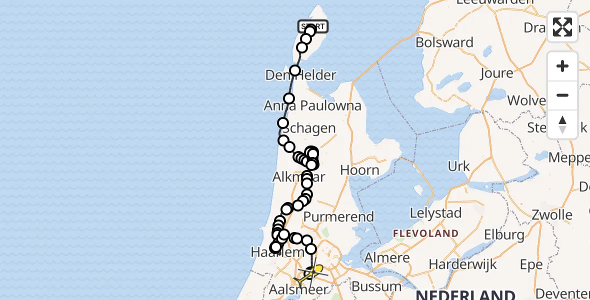 Routekaart van de vlucht: Politieheli naar Schiphol, Hoofdweg