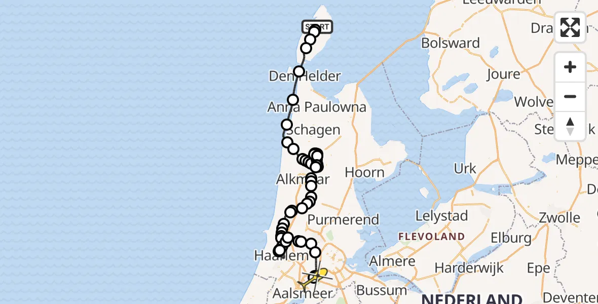 Routekaart van de vlucht: Politiehelikopter naar Schiphol, Hoofdweg