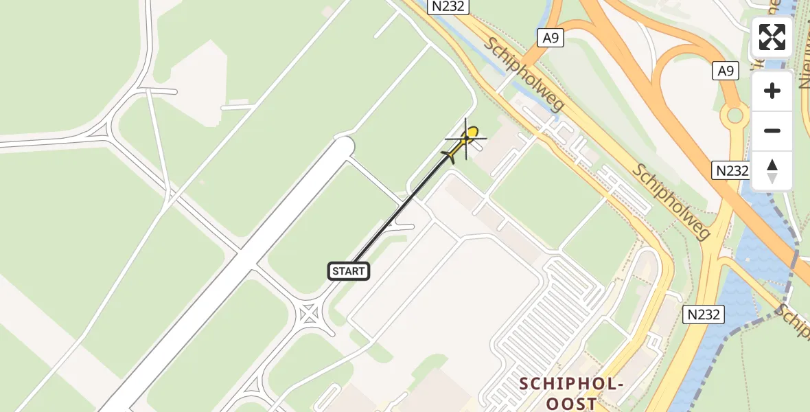 Vluchtroute Politiehelikopter van Schiphol naar Schiphol