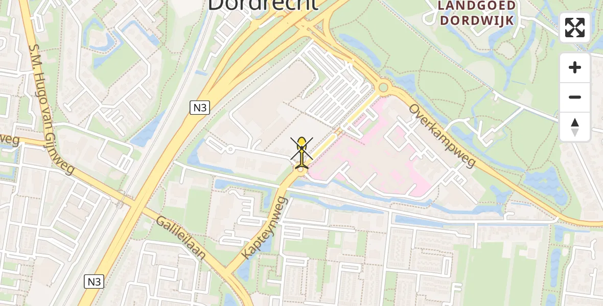 Routekaart van de vlucht: Traumaheli naar Dordrecht