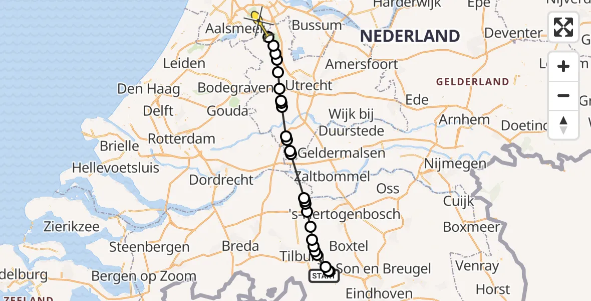 Routekaart van de vlucht: Politieheli naar Amstelveen, Ontginningsweg