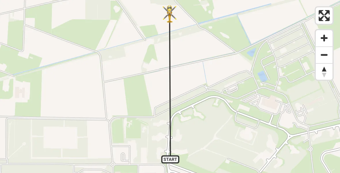 Vluchtroute Traumahelikopter van Vliegbasis Volkel naar Vliegbasis Volkel
