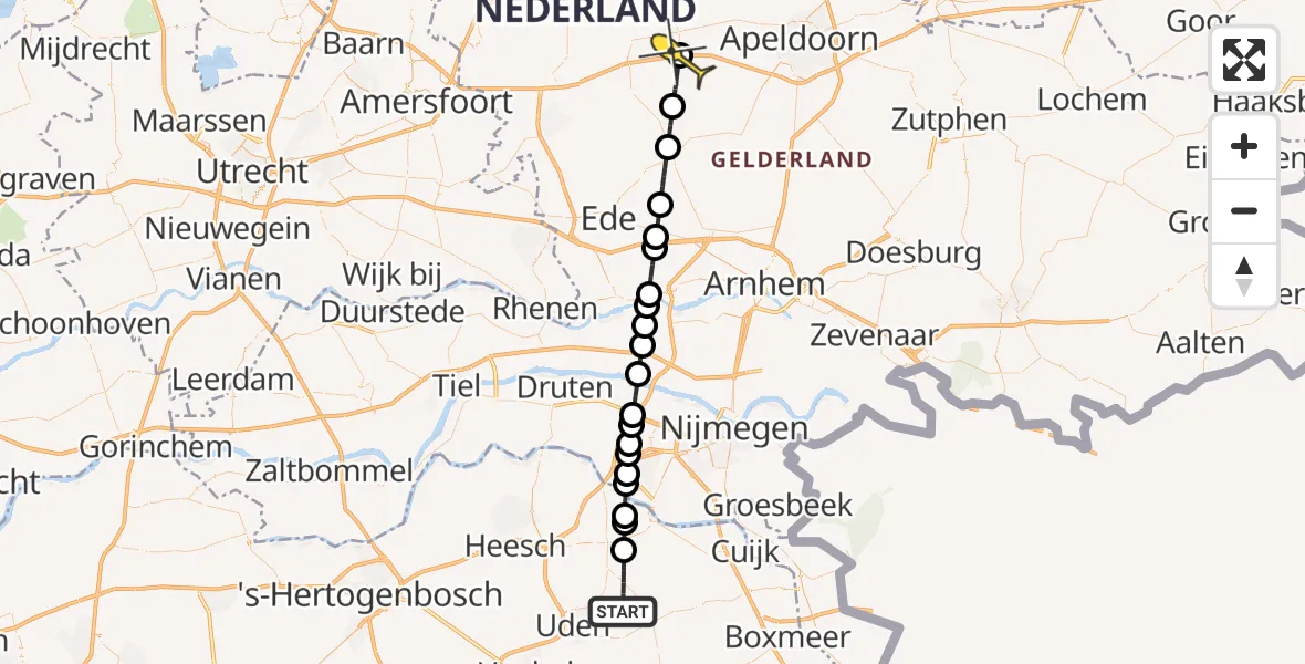 Routekaart van de vlucht: Lifeliner 3 naar Uddel, Graspeel