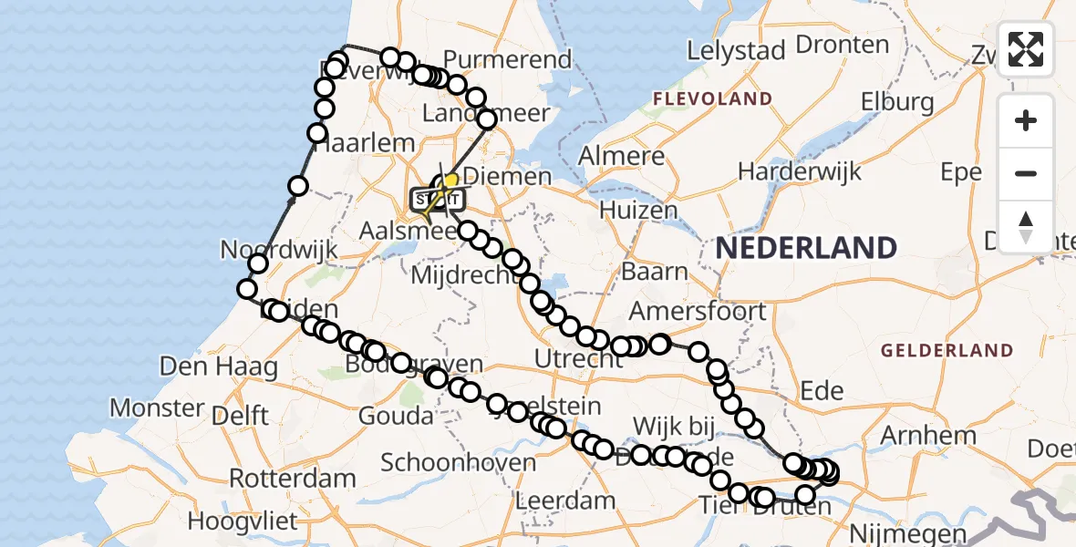 Routekaart van de vlucht: Politieheli naar Schiphol, Schipholweg