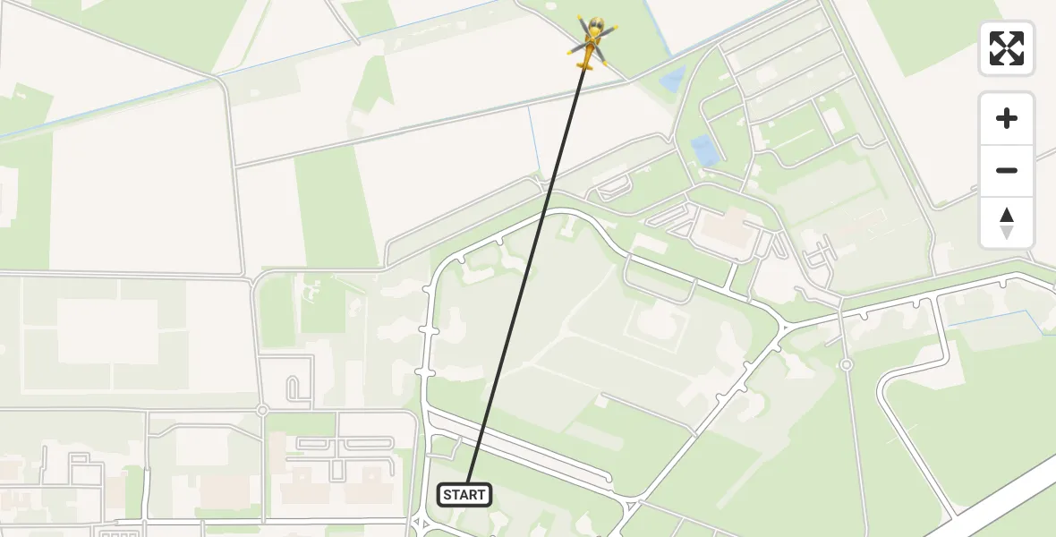 Routekaart van de vlucht: Traumahelikopter naar Vliegbasis Volkel, Zeelandsedijk