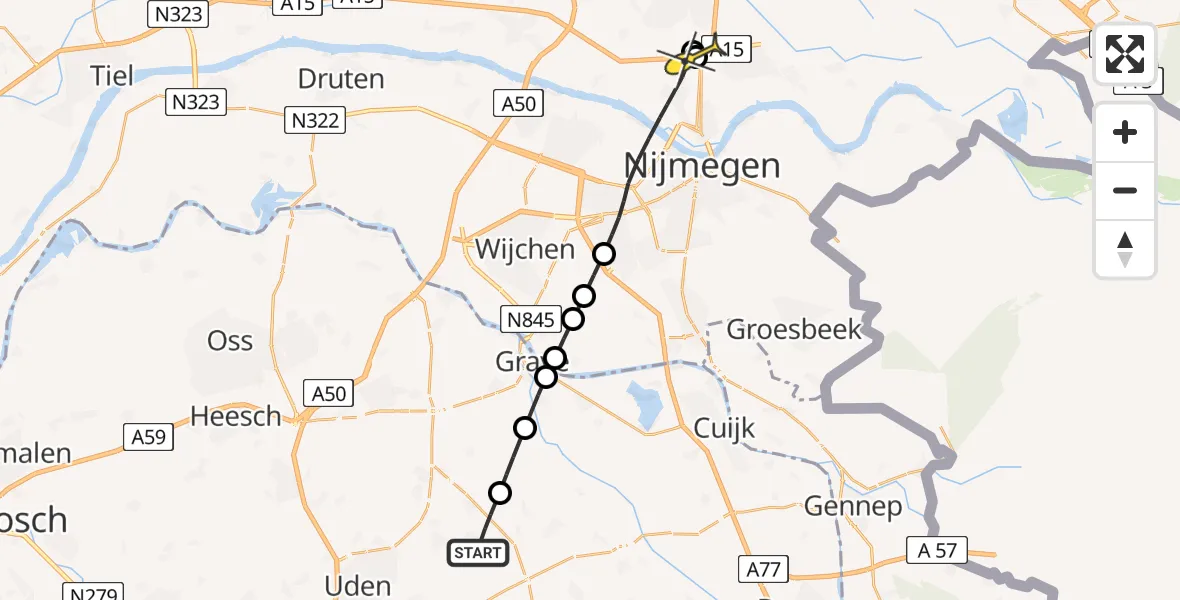 Routekaart van de vlucht: Lifeliner 3 naar Ressen, Buntweg